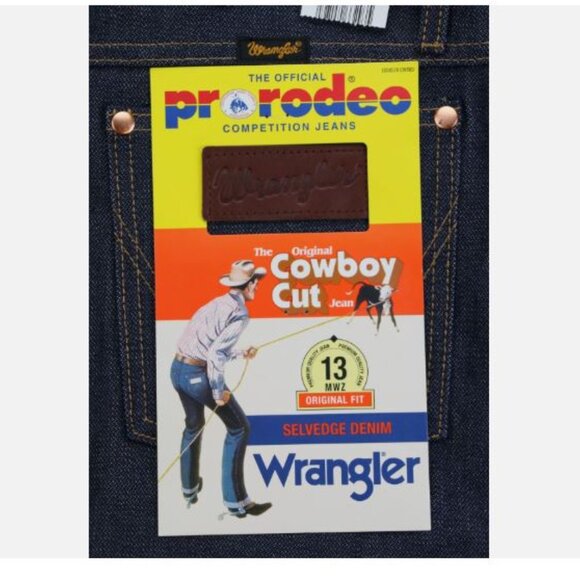 Wrangler13MWZ W38 L34 Men's Jeans Cotton Selvedge Denim Broken Twill Dark Indigo - Picture 2 of 16